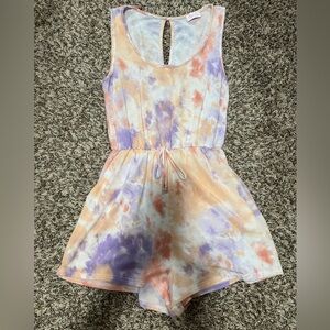 Pink Lily Tie-Dye Romper - Purple and Peach